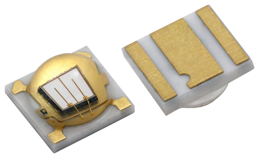 VLMU3510-365-130 Vishay, VLMU3510 Series UV LED, 367nm 690mW ± 65°, 2-Pin Surface Mount package