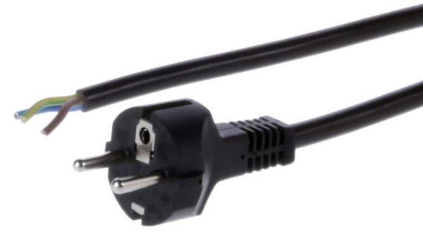 Feller Power 1.5 mm² 3 Core Power Cable, Black Polyvinyl Chloride PVC, 2.5m