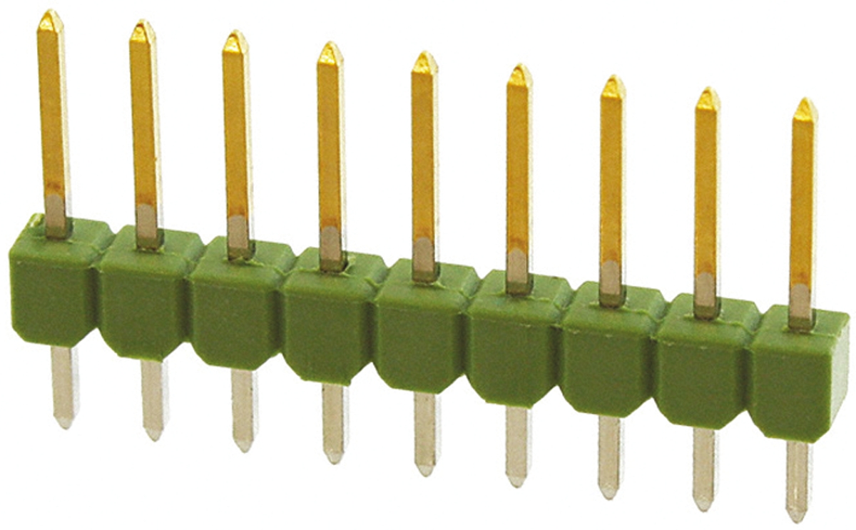 TE Connectivity AMPMODU MOD II Series Straight Through Hole Pin Header, 9 Contact(s), 2.54 mm Pitch, 1 Row, Unshrouded