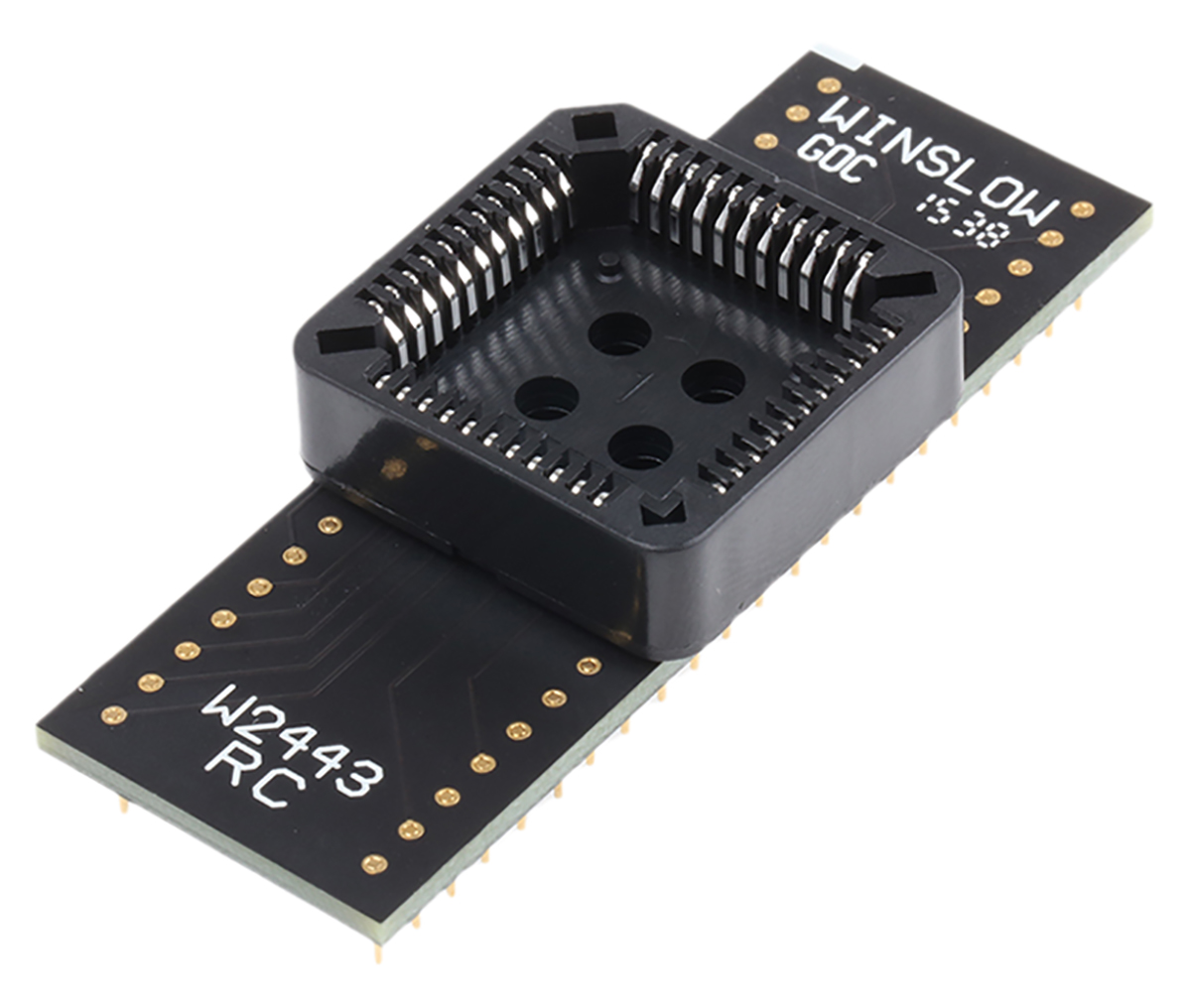Winslow Straight Through Hole Mount 1.27 mm, 2.54 mm Pitch IC Socket Adapter, 44 Pin Female PLCC to 44 Pin Male DIP