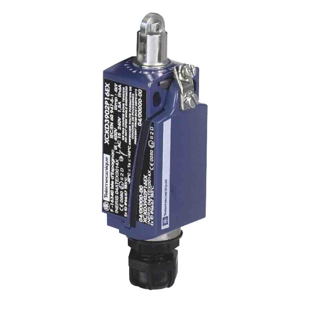 Telemecanique Sensors XCKD Series Roller Plunger Limit Switch, 2NC/1NO, IP66, IP67, 3P, Zinc Alloy Housing, 400V ac