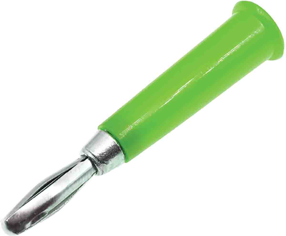 RS PRO Green Male Banana Plug, 4 mm Connector, 19A, 30V, Nickel Plating