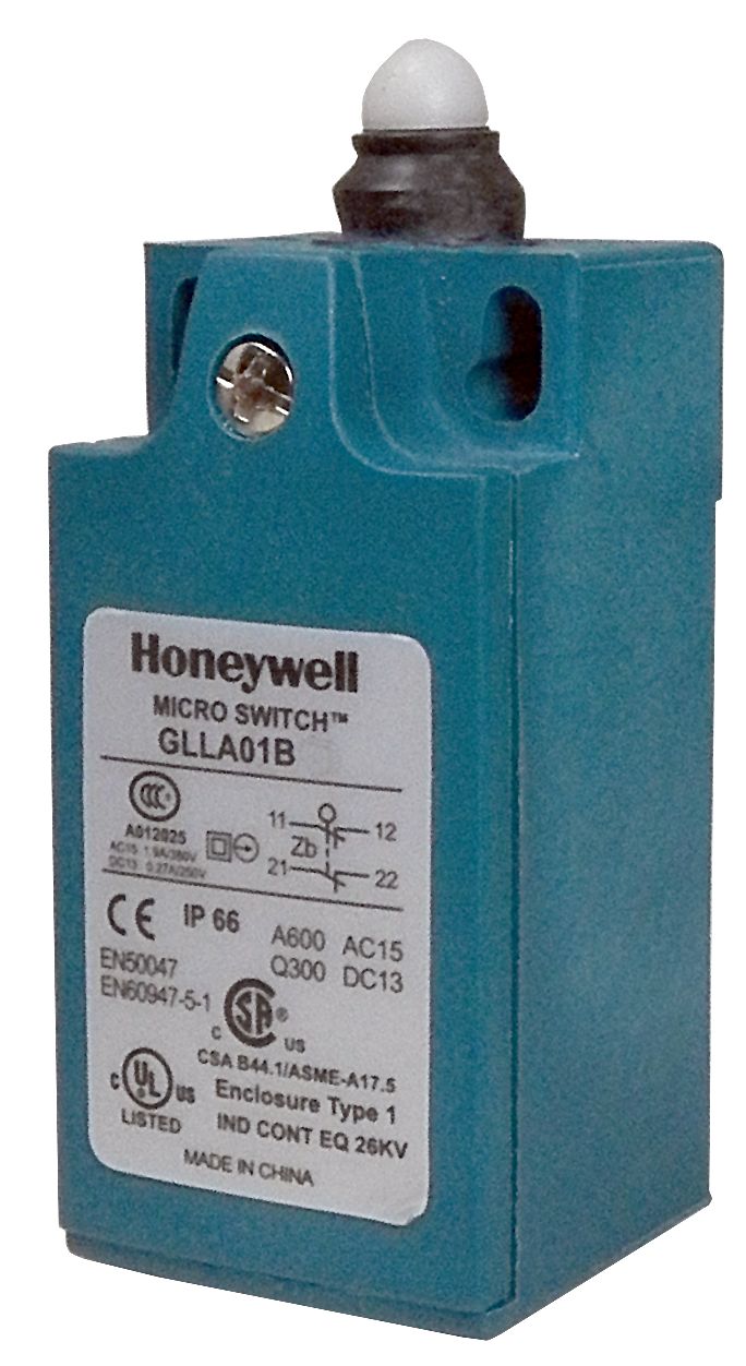 Honeywell Plunger Limit Switch, 1NC/1NO, IP66, SPDT, Plastic Housing, 300V ac ac Max, 10A Max