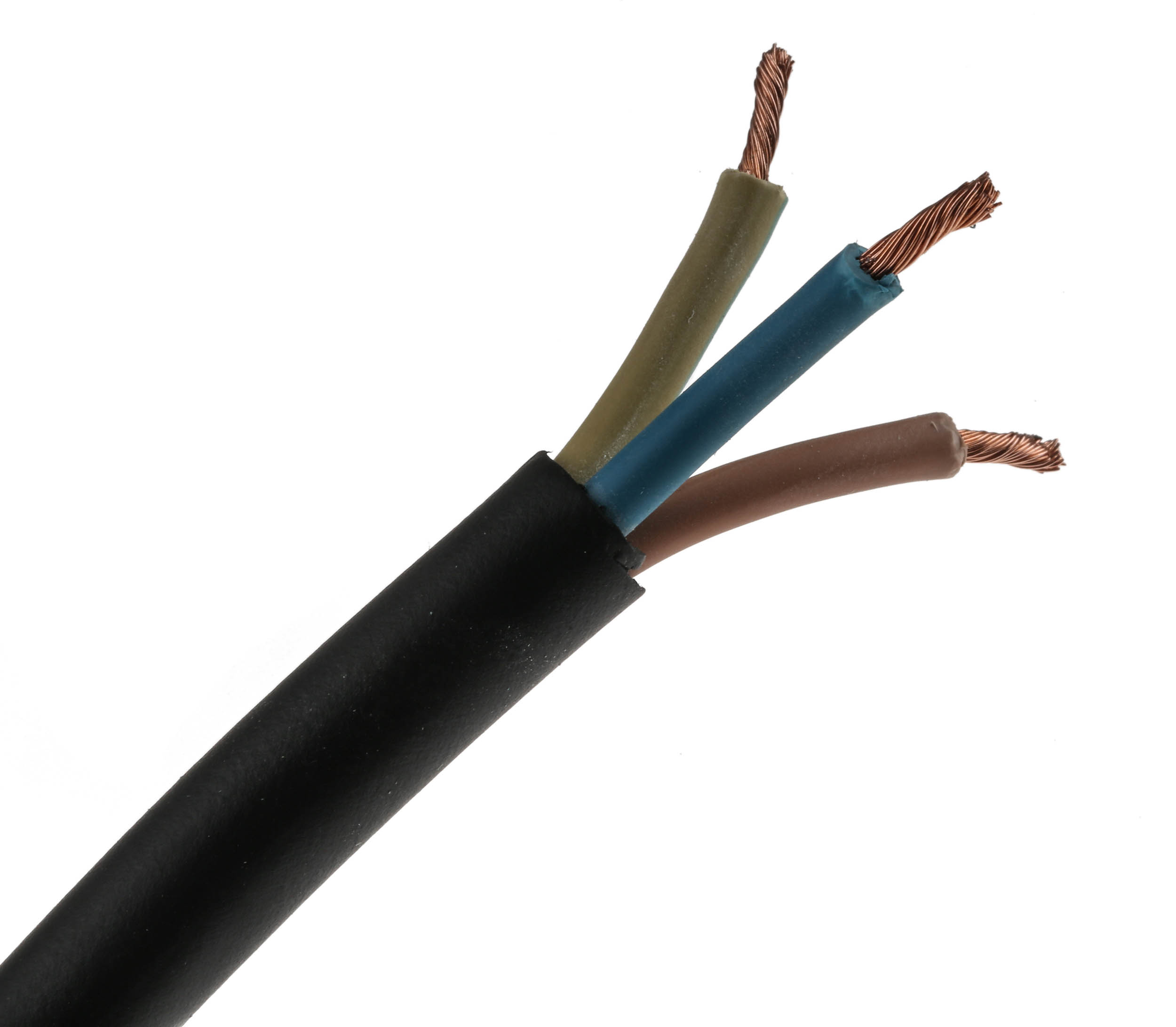 RS PRO TRS 2.5 mm² 3 Core Power Cable, H05RR-F, Black CPE, 100m