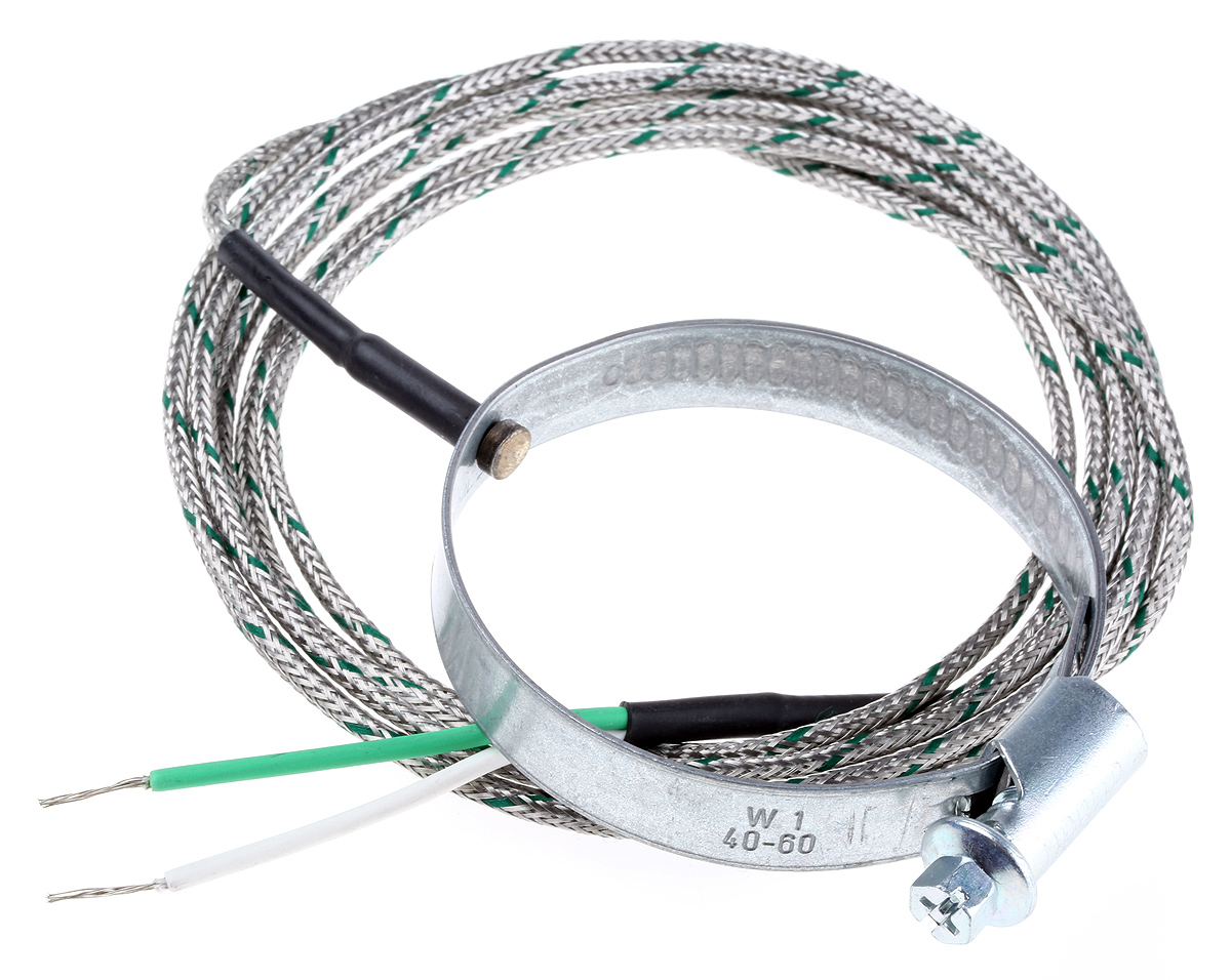 RS PRO Type K Thermocouple 2m Length, 40 → 50mm Diameter → +1100°C