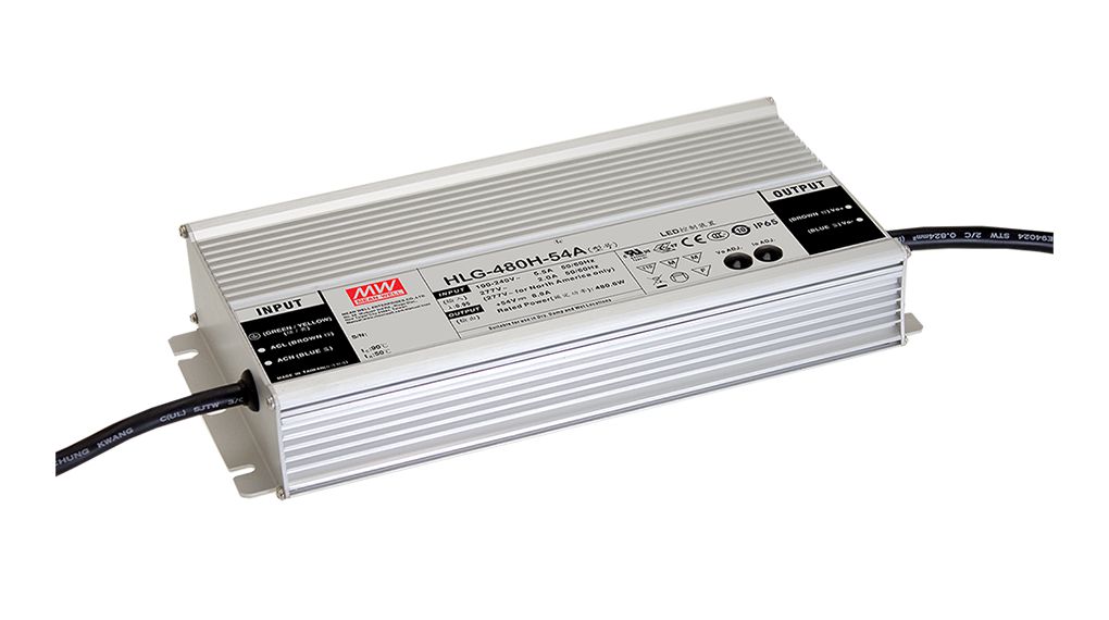MEAN WELL LED Driver, 24V Output, 480W Output, 20A Output, Constant Current / Constant Voltage Dimmable