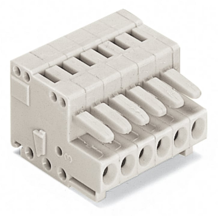 WAGO 734 Series Female Lighting Connector, 6-Pole, Female, 6-Way, Plug-In Mount, 10A