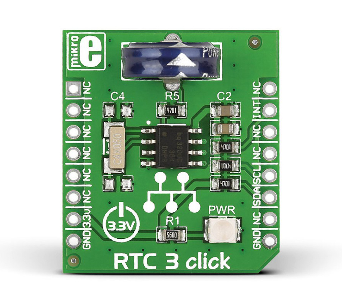 MikroElektronika MIKROE-1839, RTC3 Real Time Clock (RTC) mikroBus Click Board for BQ32000