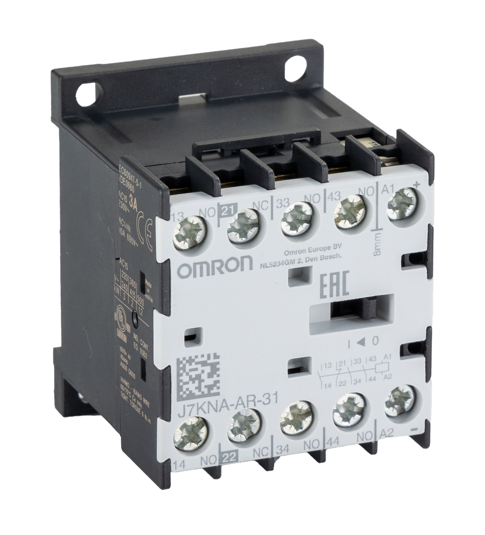 Omron J7KNA Contactor Relay, 110 V ac Coil, 4-Pole, 10 A, 1.2 W, 3NO + 1NC