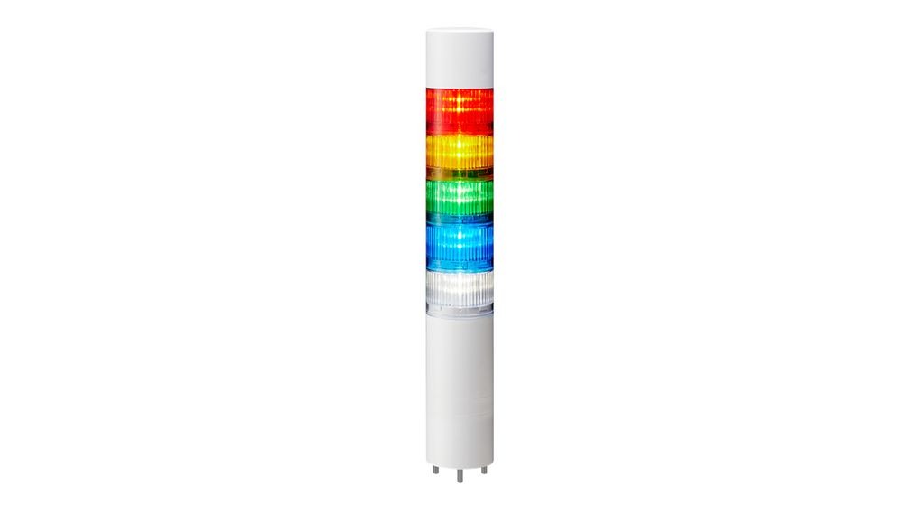 Patlite LR Series Multicolour Buzzer Signal Tower, 5 Lights, 24 V dc, Direct Mount