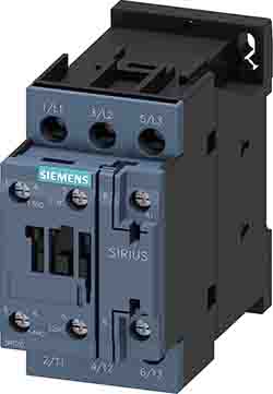 Siemens SIRIUS 3RT Size S0, 3RT2 Contactor, 220 V ac Coil, 3-Pole, 25 A, 11 kW, 1NO + 1NC