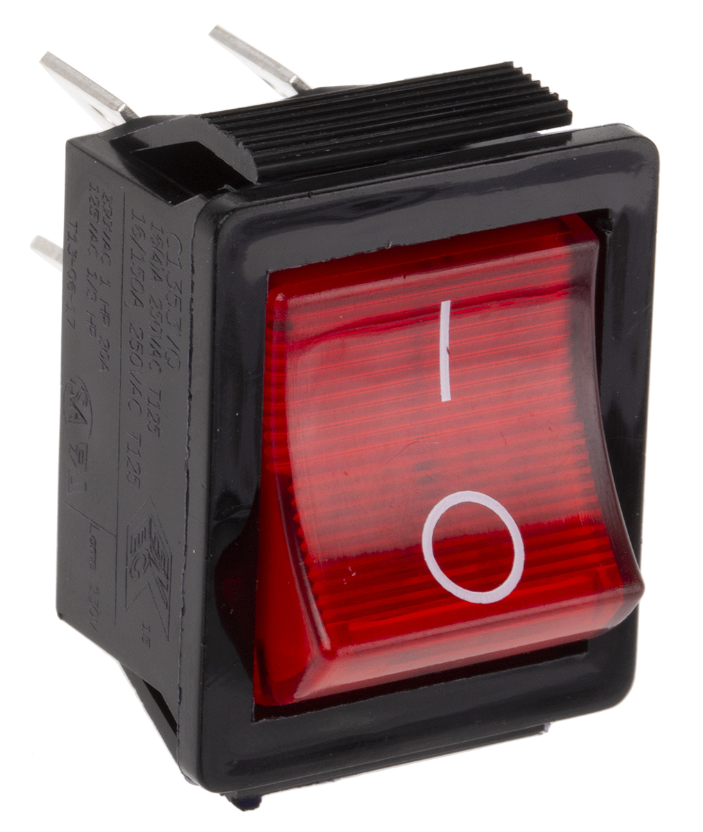 Arcolectric (Bulgin) Ltd Illuminated DPST, On-Off Rocker Switch Panel Mount