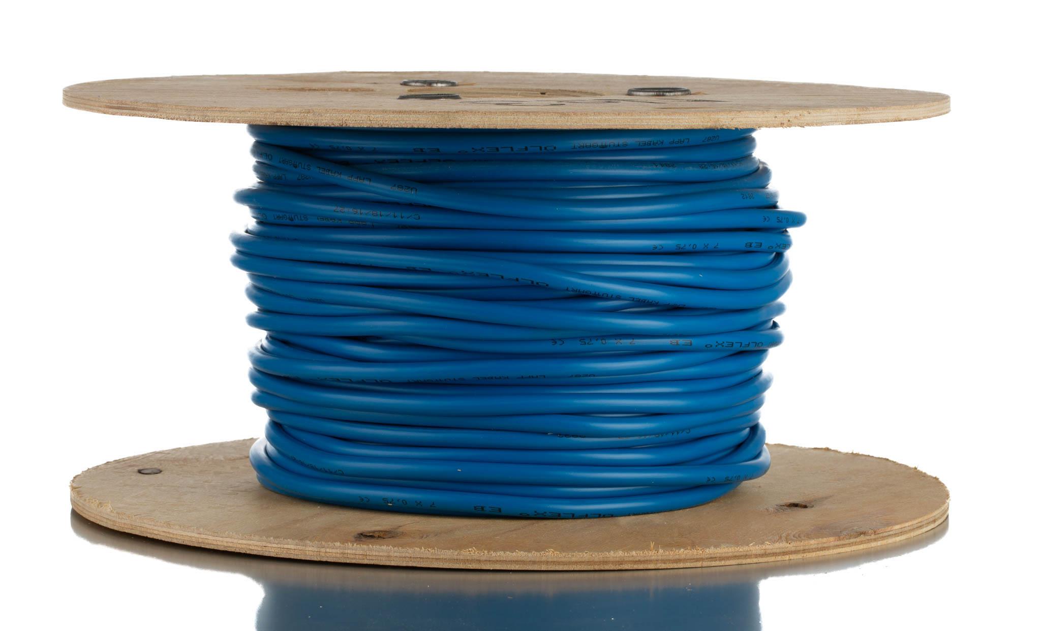 Lapp ÖLFLEX EB Control Cable, 7 Cores, 0.75 mm² CSA 18 AWG, Unscreened, 50 m, Blue Polyvinyl Chloride Sheath