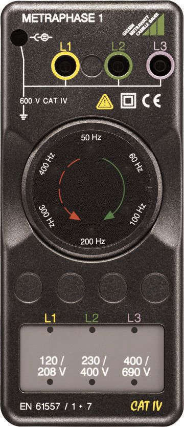 Gossen Metrawatt METRAPHASE 1 Phase Rotation Tester, CAT III 600 V, 410Hz Max, 690V Max