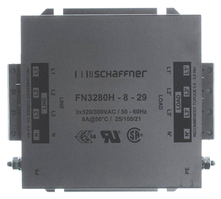 Schaffner, FN3280 8A 520/300 V ac 60Hz, Chassis Mount EMI Filter, Terminal Block 3 Phase