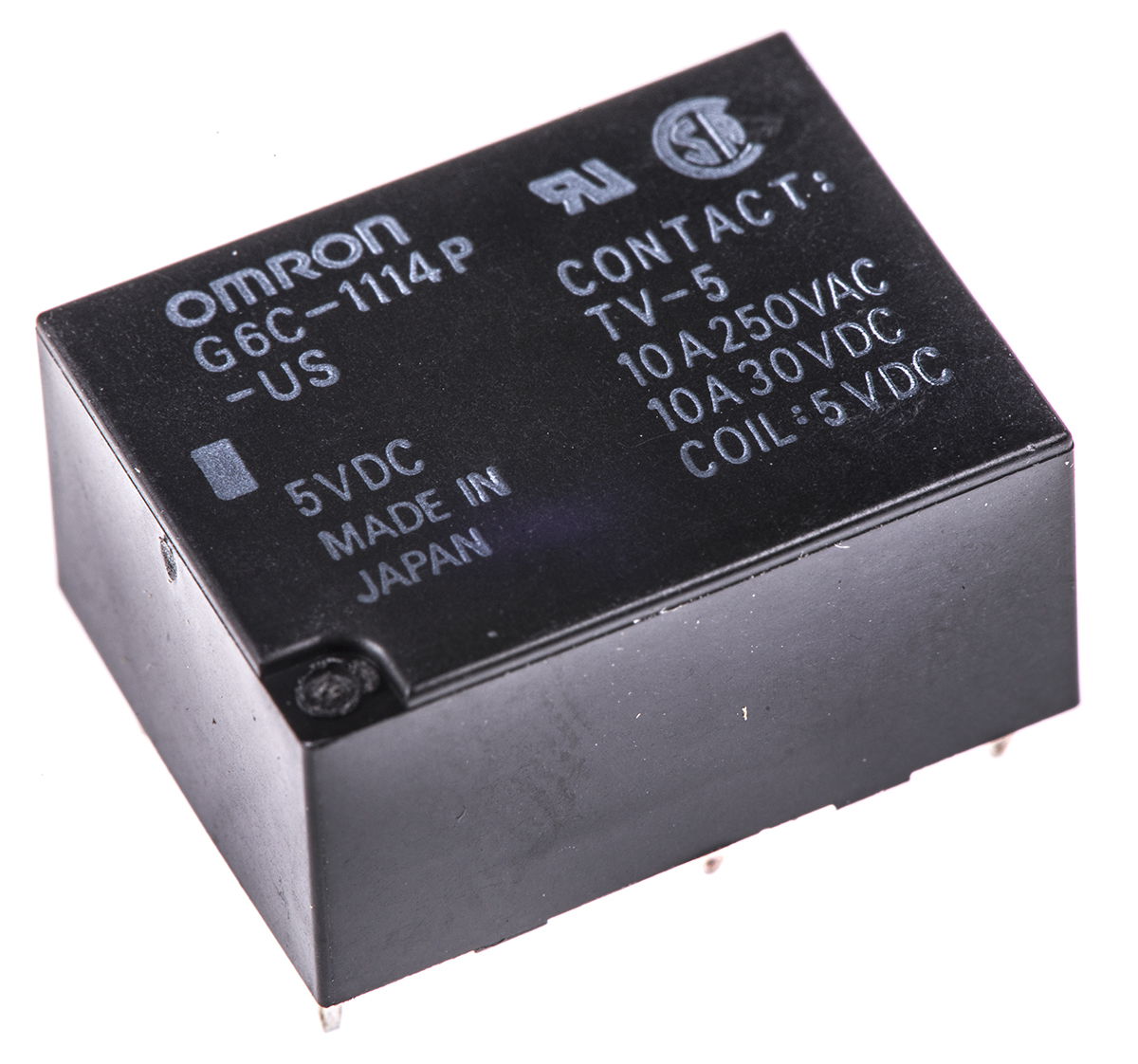 Omron PCB Mount Power Relay, 5V dc Coil, 10A Switching Current, SPST