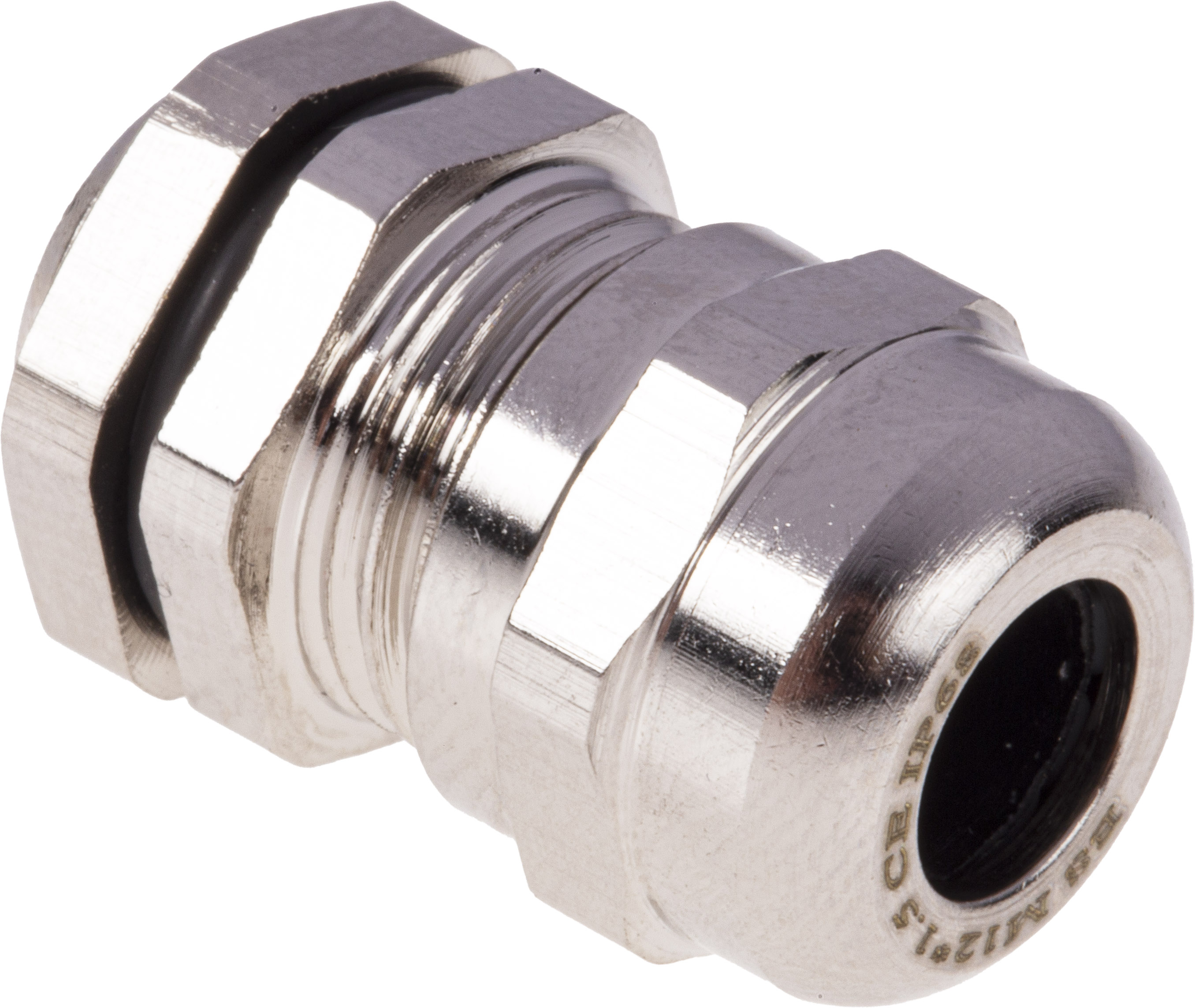 RS PRO Metallic Nickel Plated Brass Cable Gland, M12 Thread, 3mm min., 6.5mm max., IP68