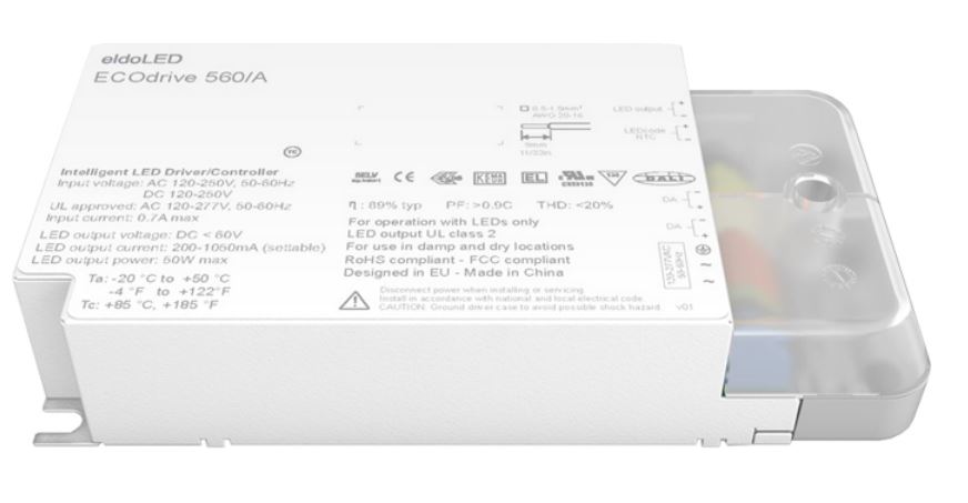 eldoLED LED Driver, 2 → 55V Output, 50W Output, 150 → 1400mA Output, Constant Current Dimmable