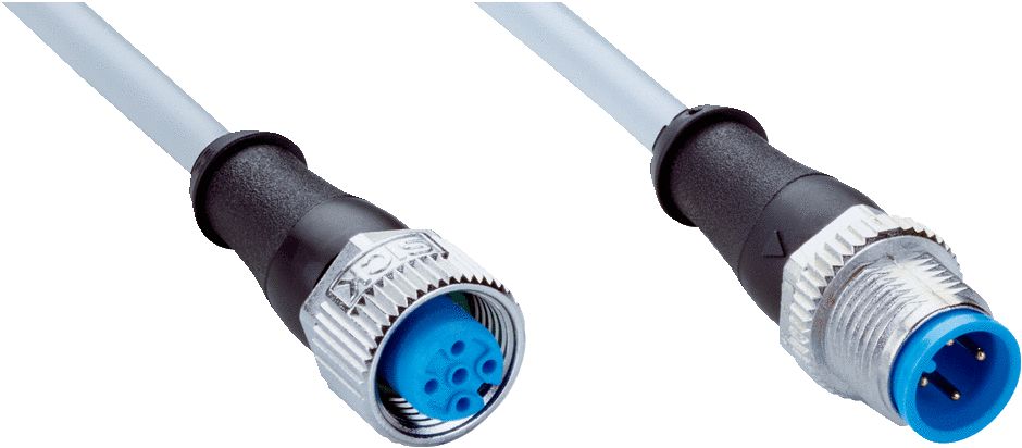 SICK Female 4 way Straight M12 to Male 4 way Straight M12 Connector Cable, 5 m