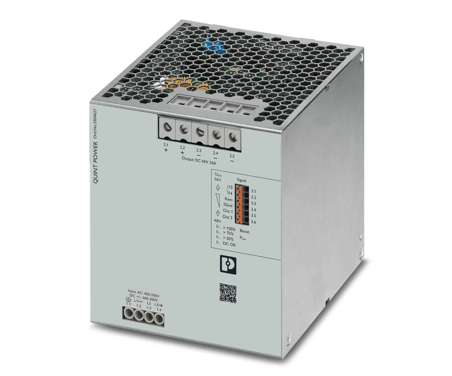 Phoenix Contact Switching Power Supply, 2904627, 48 → 56V dc, 20A, Dual Output, 400 → 500V ac Input