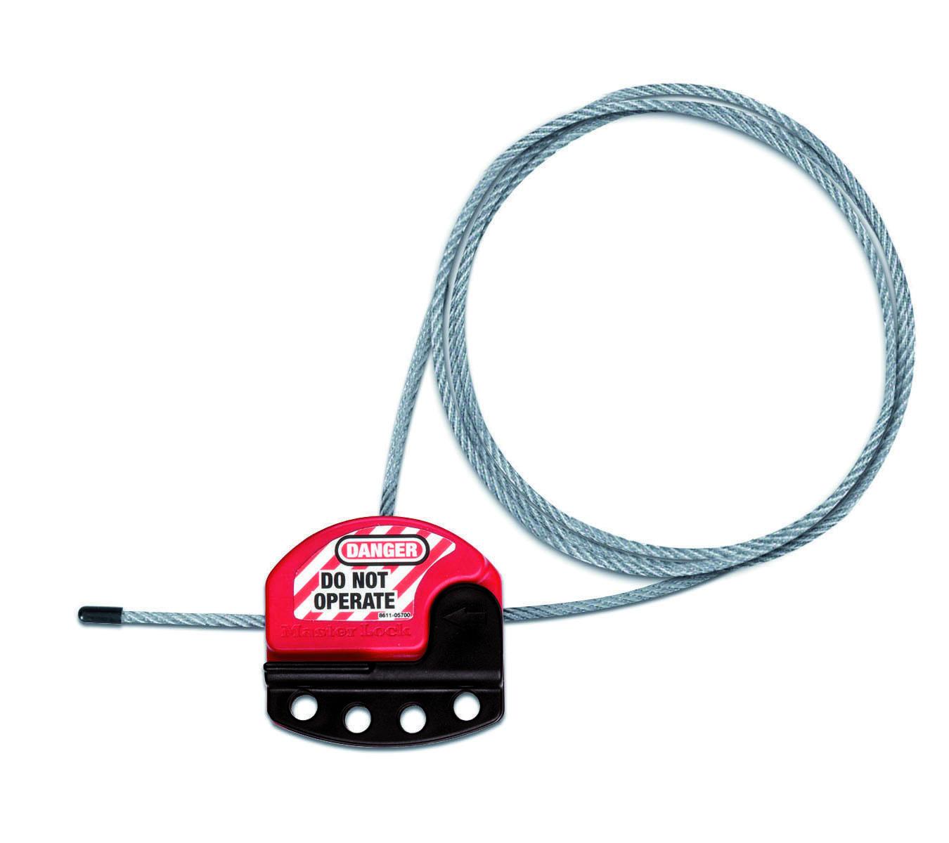 Penta Black, Red 4-Lock Braided Steel Cable with Vinyl Coating, Composite Body Adjustable Cable Lockout, 4mm Shackle,