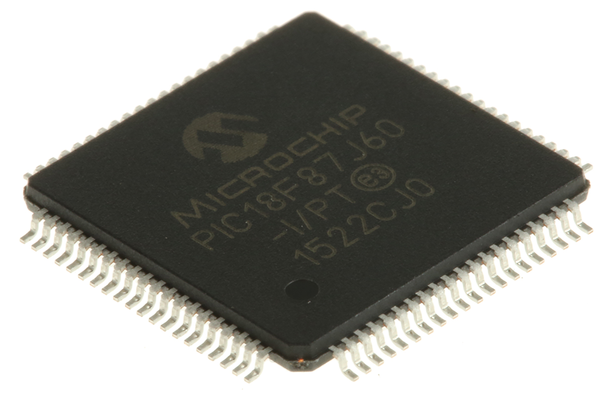 Microchip, 8 bit PIC, PIC18F87J60 Microcontroller, 48 MHz, 128kB FLASH, 80-Pin TQFP