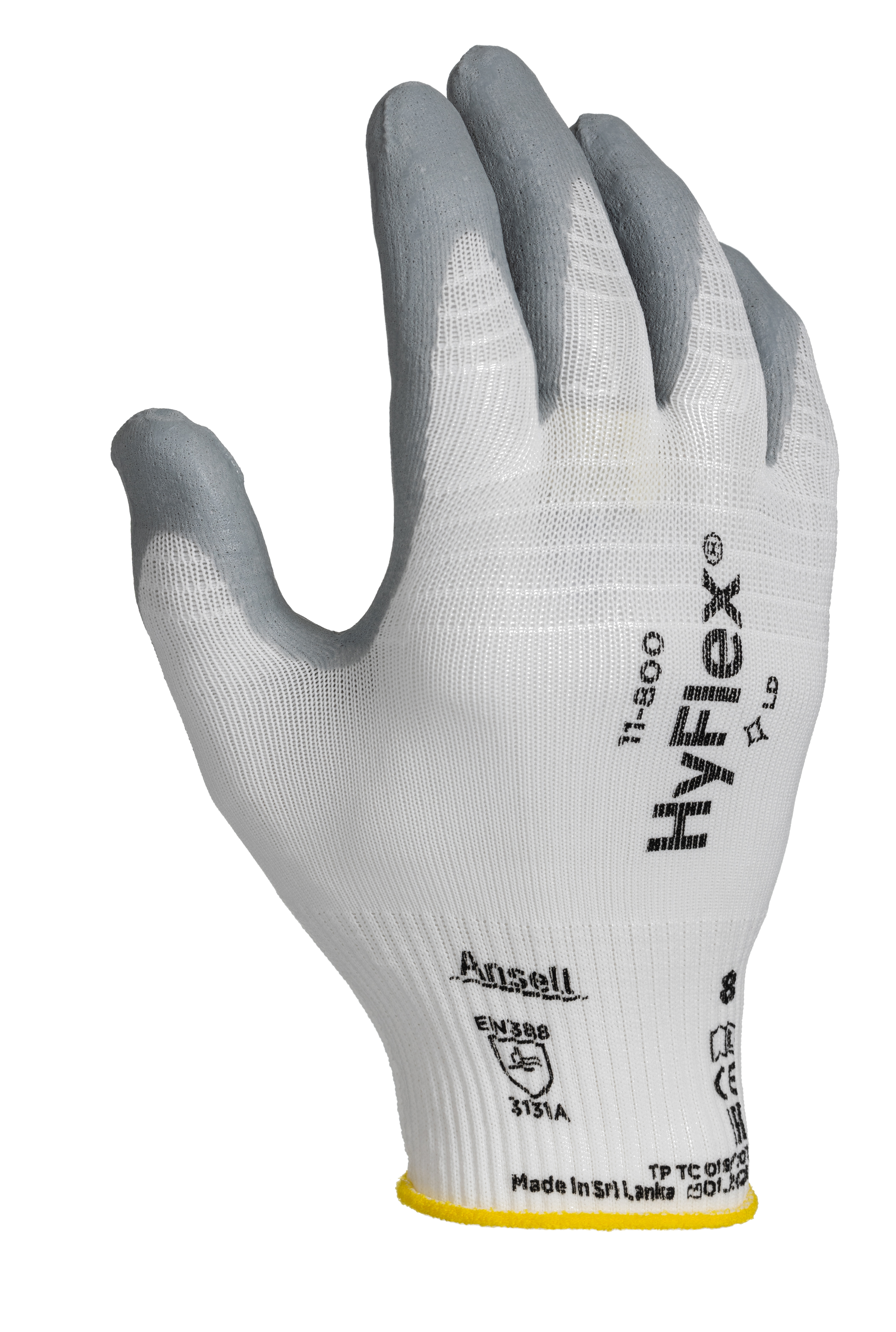 Ansell 11-800 Grey Nylon Nylon Work Gloves, Size 8, Nitrile Foam Coating