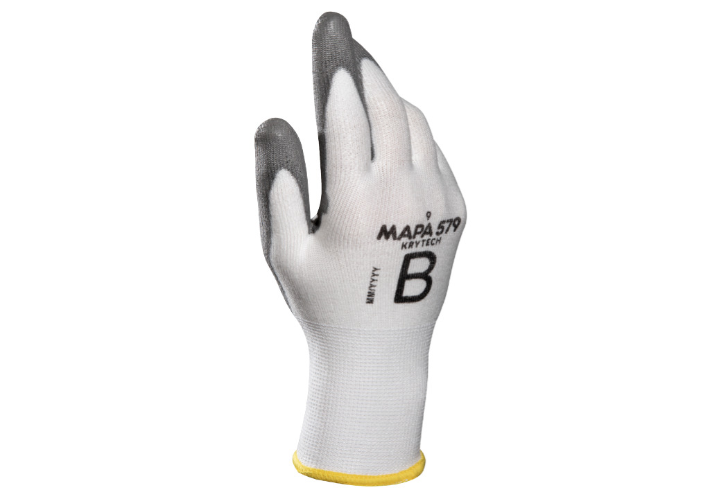 Mapa KRYTECH 579 Grey, White High Density Polyethylene Polyurethane Work Gloves, Size 10, Polyurethane Coating