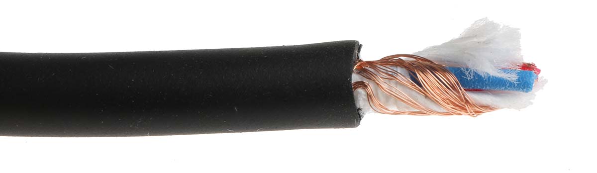 Van Damme Microphone Cable, 0.22 mm² CSA Screened, 6.35mm od, 100m, Black