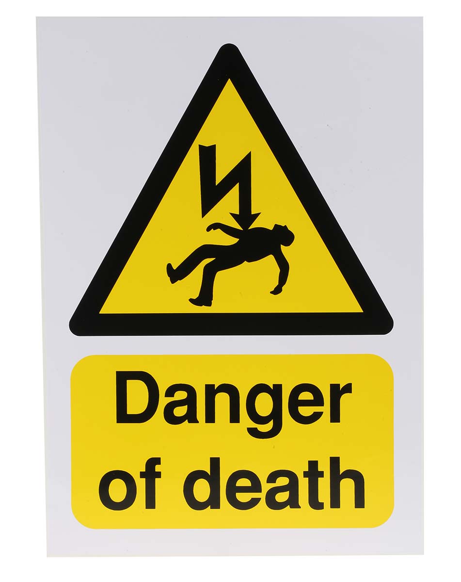 RS PRO Self-Adhesive General Hazard Hazard Warning Sign (English)