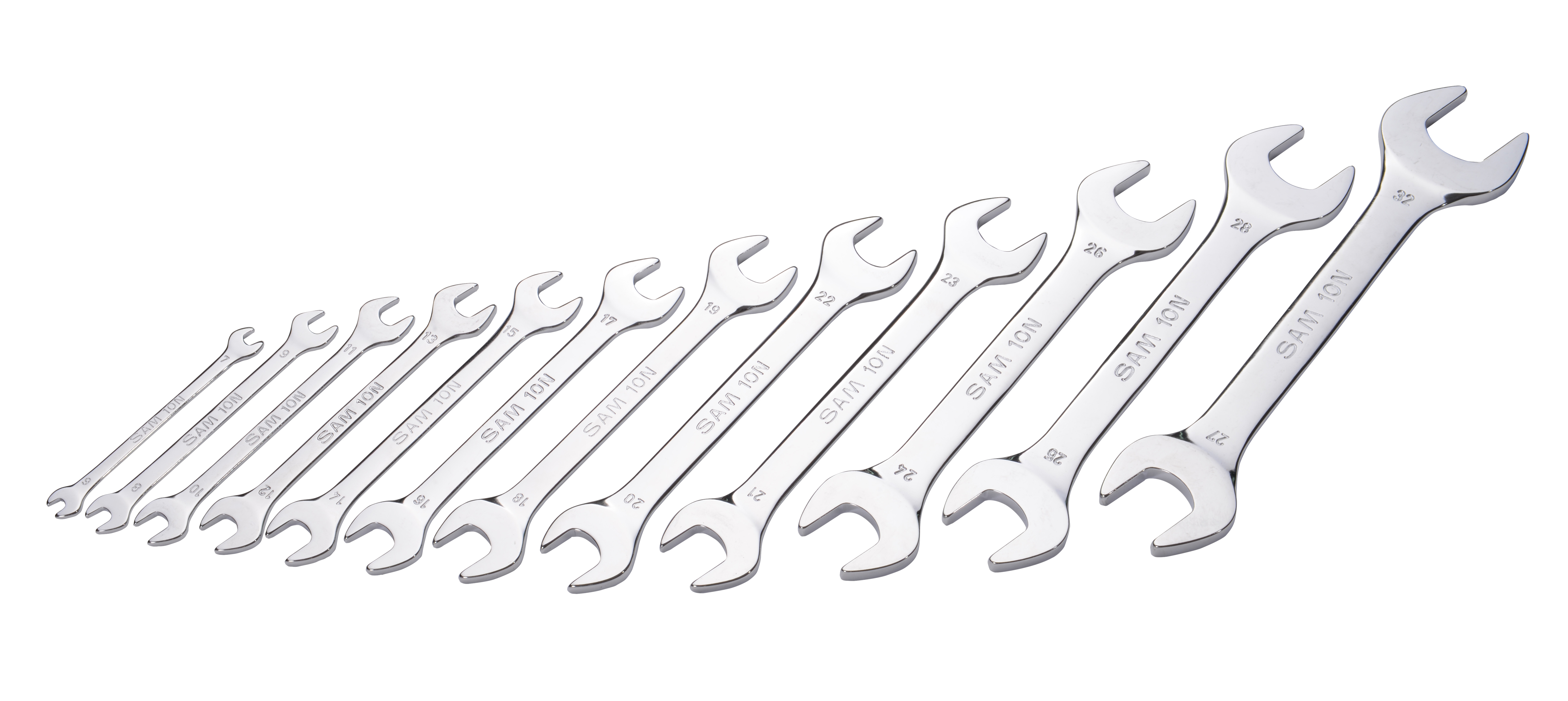 SAM 12-Piece Open Ended Spanner Set, 6 x 7 → 27 x 32 mm, Chrome Vanadium Steel