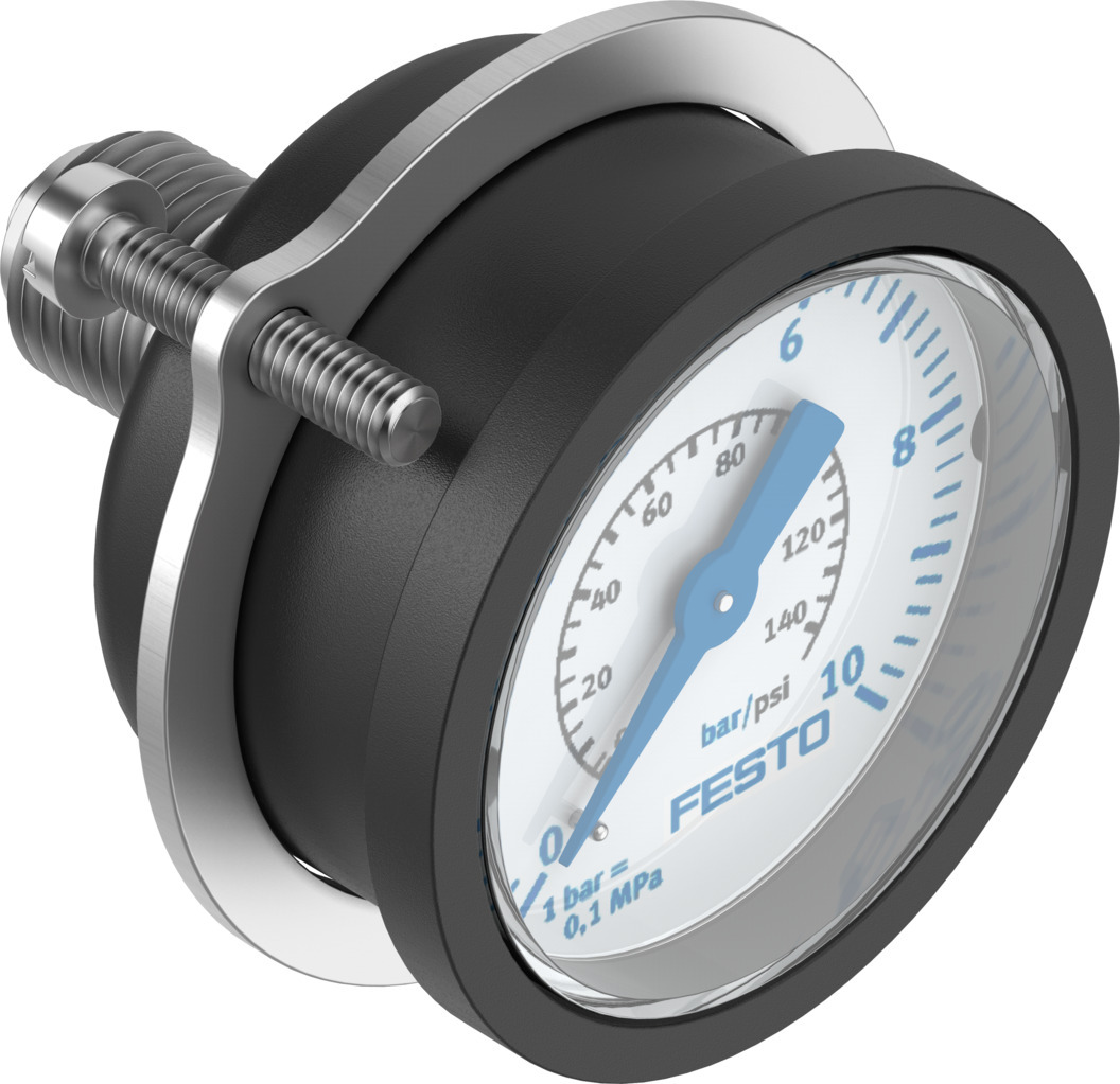 Festo G 1/4 Analogue Pressure Gauge 10bar Back Entry 40mm Outside Diameter