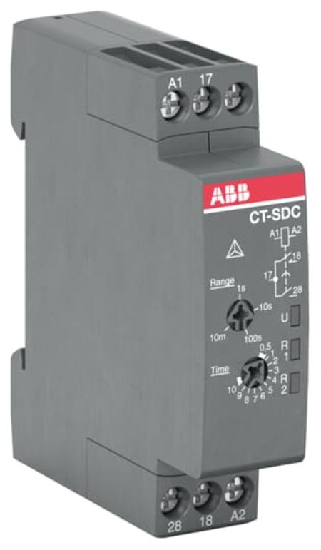 ABB CT-C Series DIN Rail, Snap-On Timer Relay, 240V, 2-Contact, 0.05 → 600s, 1-Function