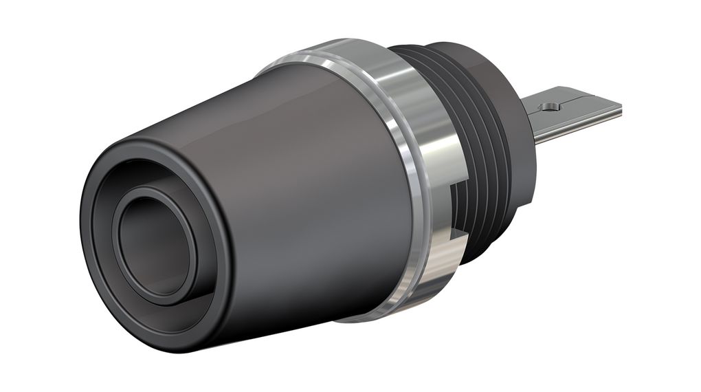 Staubli Black Socket Banana Socket, 4 mm Connector, M4 Thread Termination, 20A, 1kV, Nickel Plating