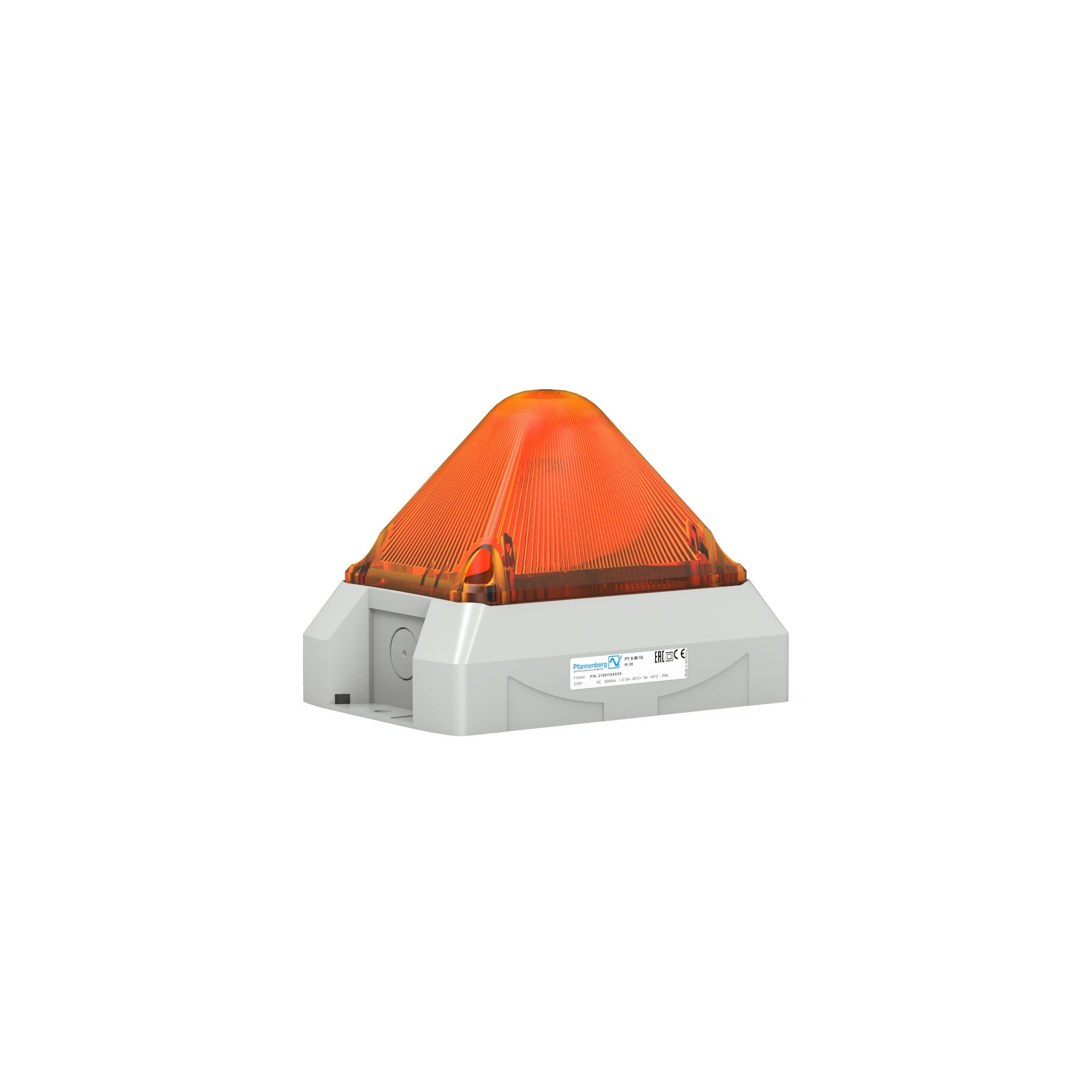 Pfannenberg PY L-M Series Amber Blinking, Continuous, Flashing Beacon, 12 → 48 V dc, Panel Mount, LED Bulb, IP66