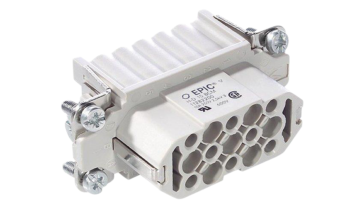 EPIC Heavy Duty Power Connector Insert, 10A, Male, H-D Series, 16 Contacts