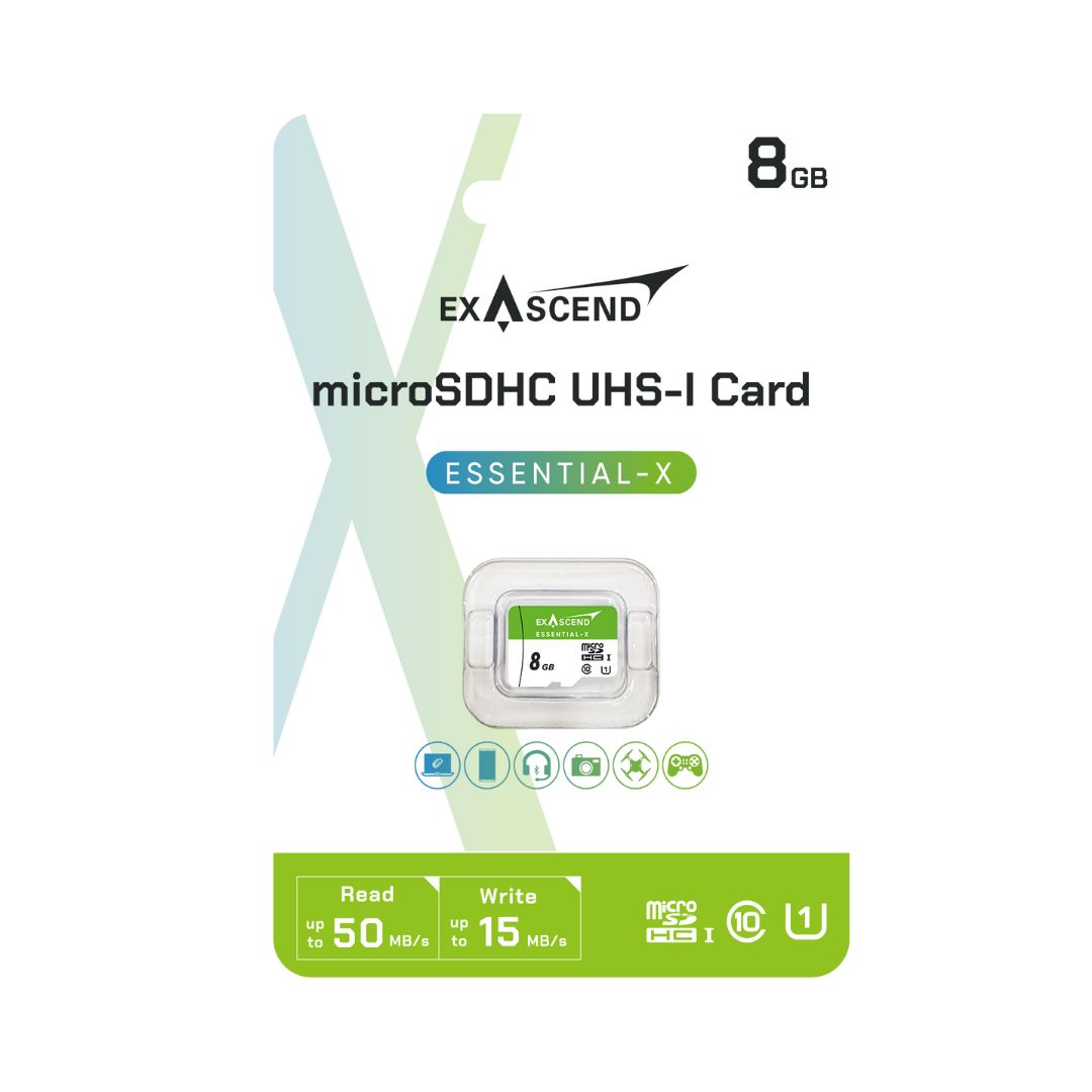 Exascend 8 GB MicroSDHC Micro SD Card, Class 10, UHS-1 (U1)