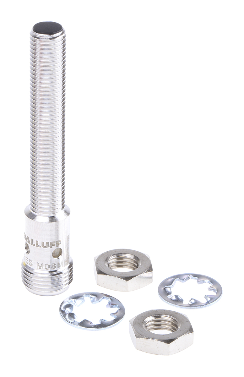 BALLUFF Inductive Threaded Barrel Proximity Sensor, M8, 1.5 mm Detection, PNP NO, 12 → 30 V dc