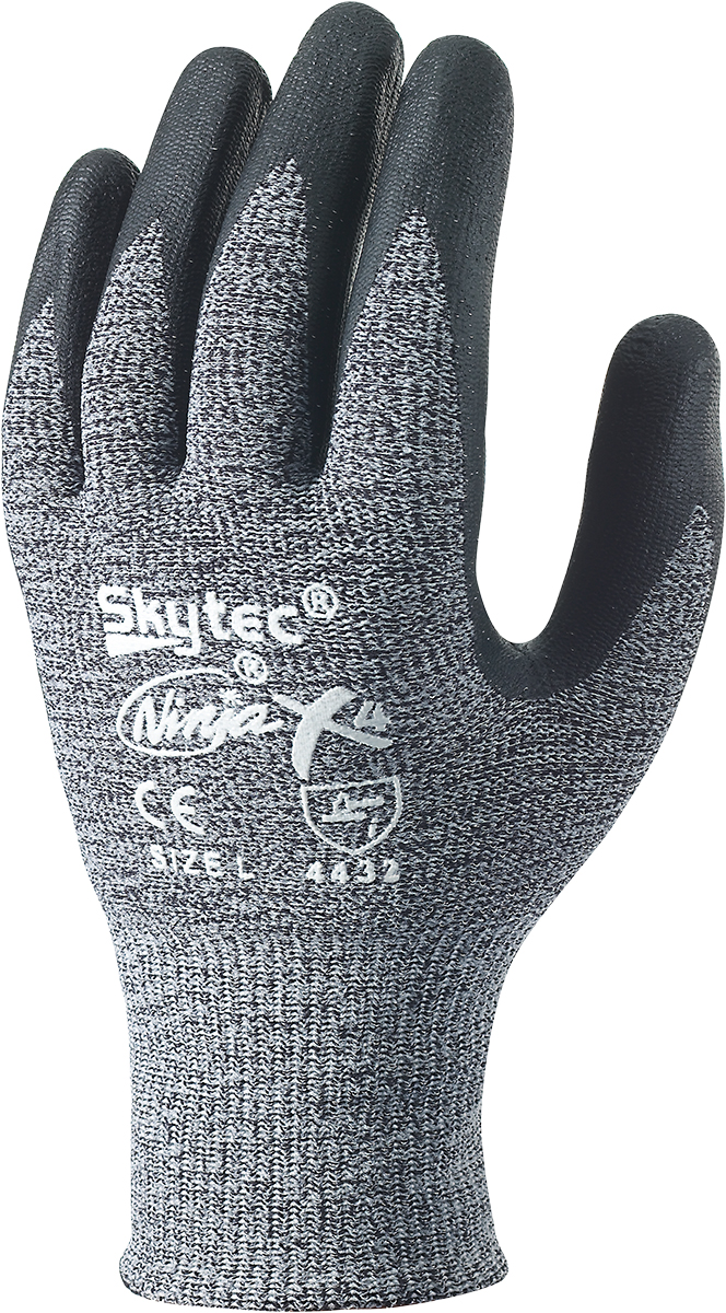Skytec Ninja X4 Black Nylon Fibreglass, Nylon Work Gloves, Size 10, Nitrile Coating