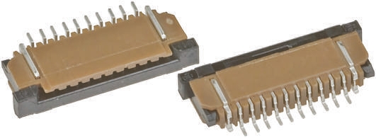 Amphenol Communications Solutions 1mm Pitch 20 Way Right Angle Female FPC Connector, ZIF Bottom Contact