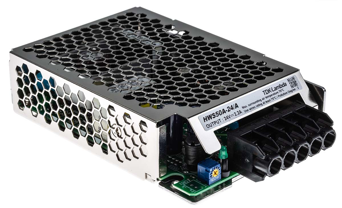 TDK-Lambda Switching Power Supply, HWS50A-24/A, 24V dc, 2.2A, 50W, 1 Output, 120 → 370 V dc, 85 → 265 V