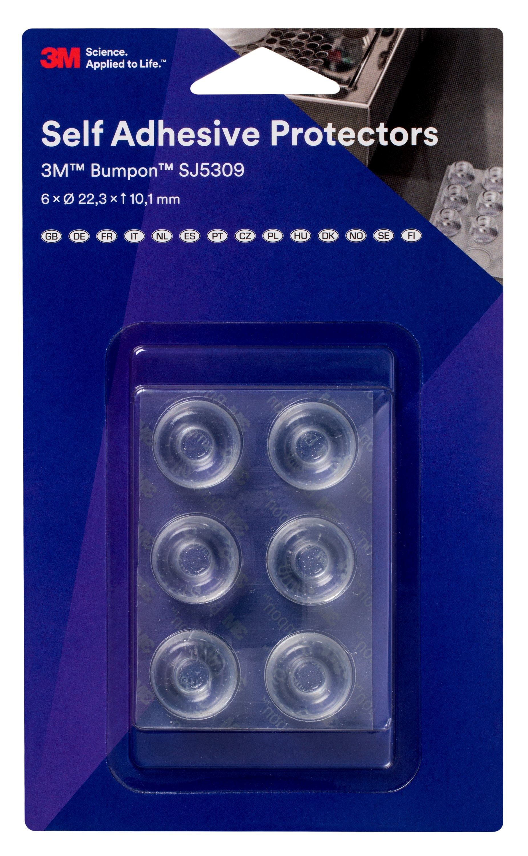 3M Cylindrical PUR Self Adhesive Feet, 22.4mm diameter 10.2mm width x 22.4mm length