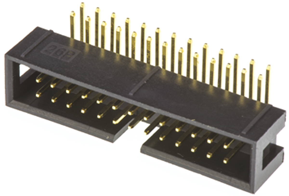 Amphenol Communications Solutions T821 Series Right Angle Through Hole PCB Header, 26 Contact(s), 2.54 mm Pitch, 2 Row,