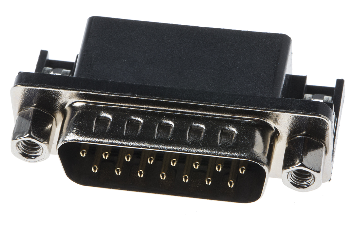 RS PRO 15 Way Right Angle Through Hole D-sub Connector Plug, 2.77mm Pitch, with 4-40 UNC Screwlocks