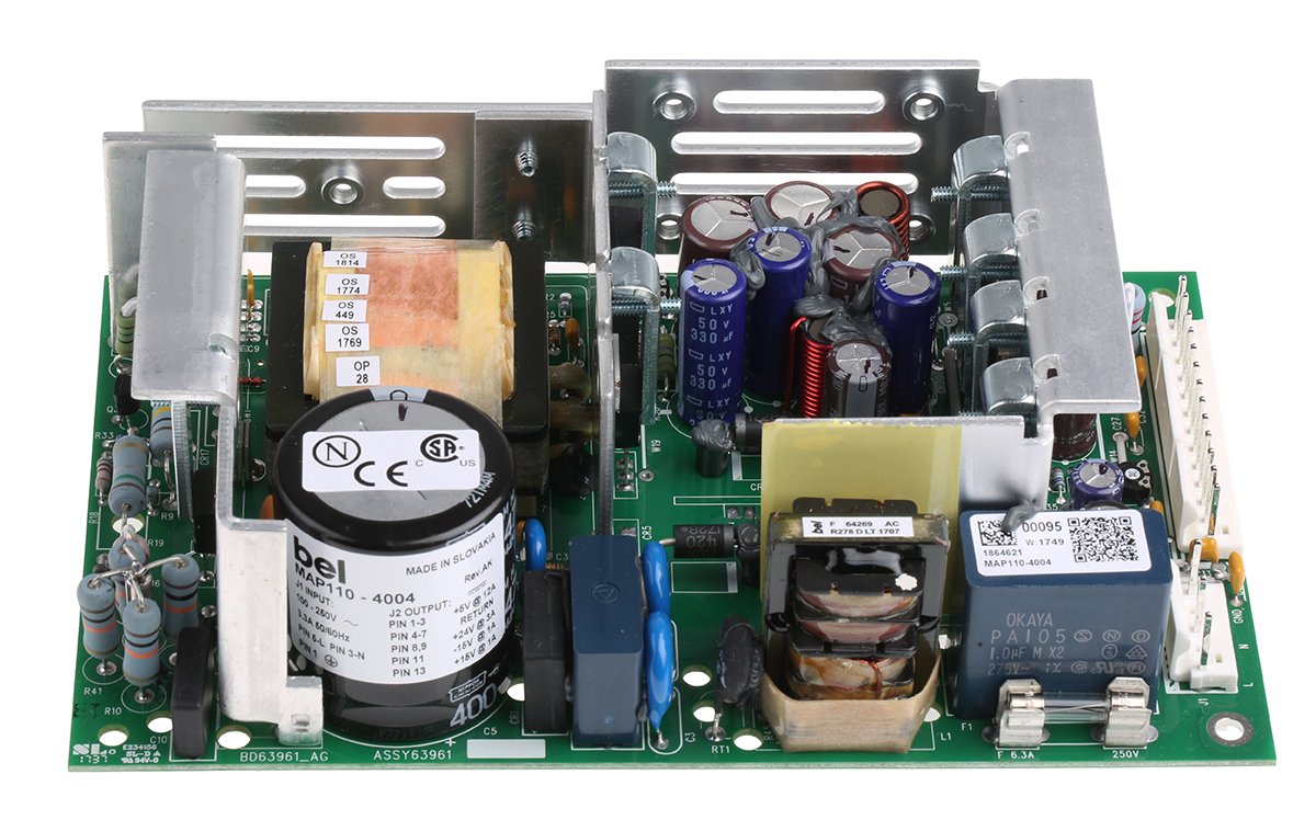 BEL POWER SOLUTIONS INC Switching Power Supply, MAP110-4004, 5 V dc, ±15 V dc, ±24 V dc, 1 A, 3 A, 12 A, 80W, Quad