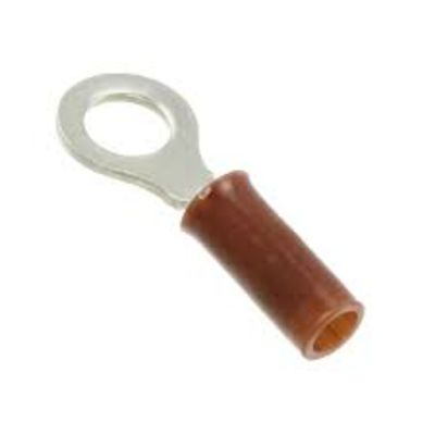 TE Connectivity, STRATO-THERM Insulated Ring Terminal, M4 / #8 Stud Size, Brown
