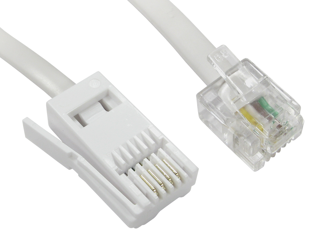 RS PRO Male RJ11 to Male BT Telephone Cable, White Sheath, 3m