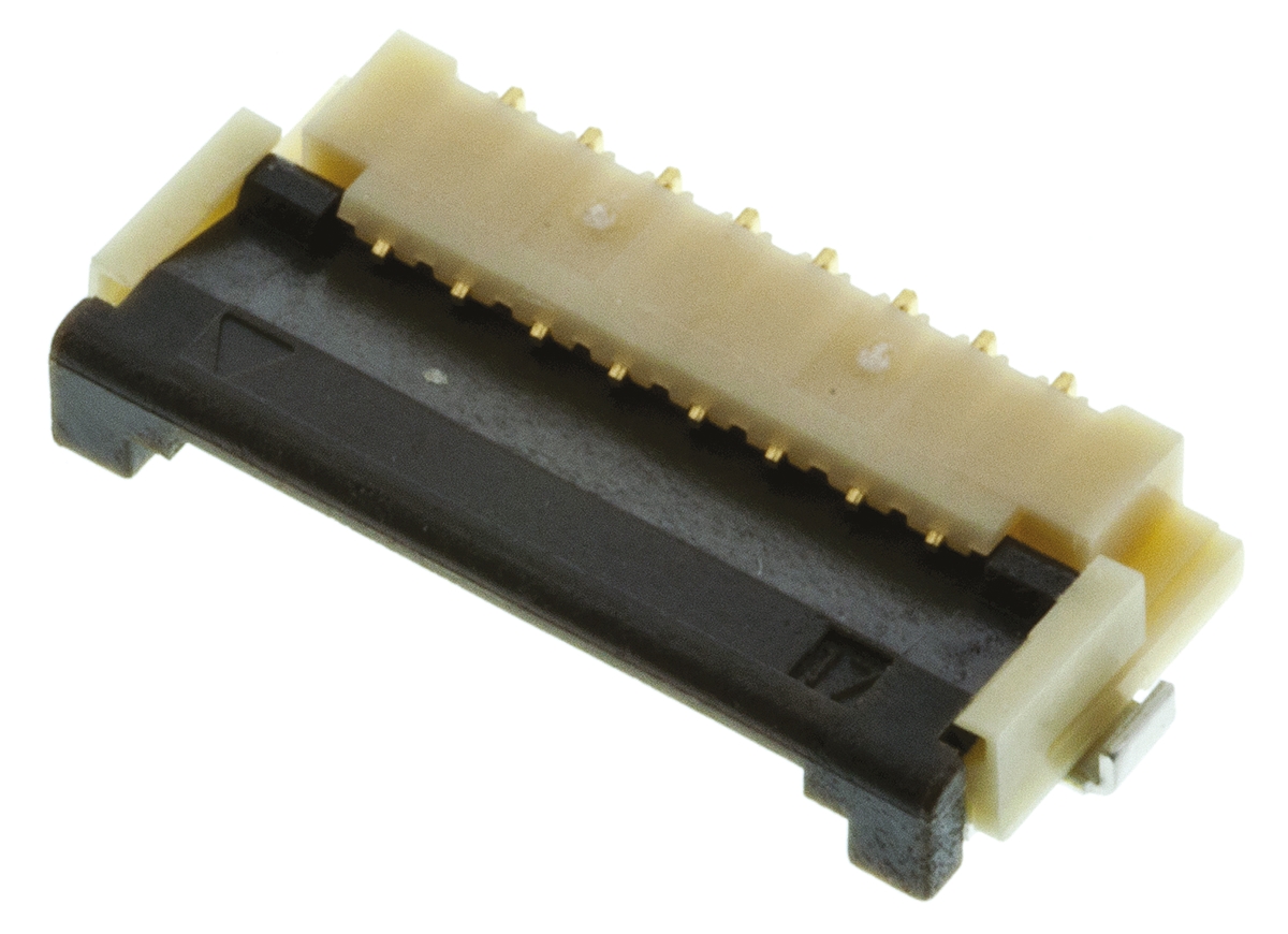 Hirose, FH12 1mm Pitch 8 Way Right Angle Female FPC Connector, ZIF Bottom Contact