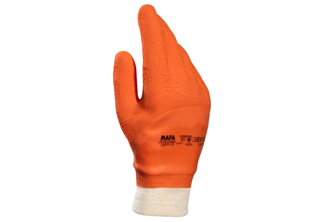 Mapa HARPON 319 Orange Natural Latex Work Gloves, Size 7