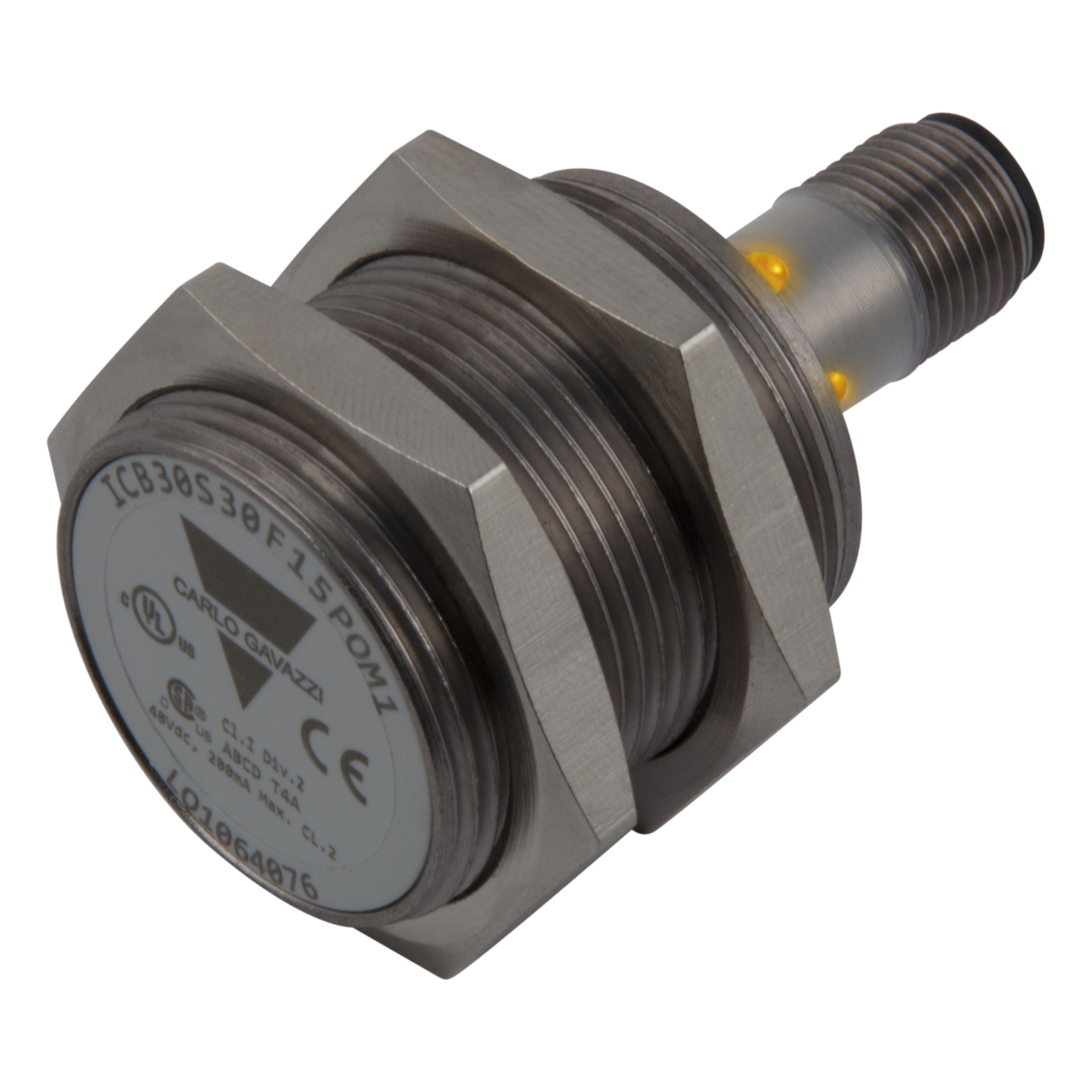 Carlo Gavazzi Inductive Threaded Barrel Proximity Sensor, M30, 10 mm Detection, NPN NO, 10 → 36 V dc